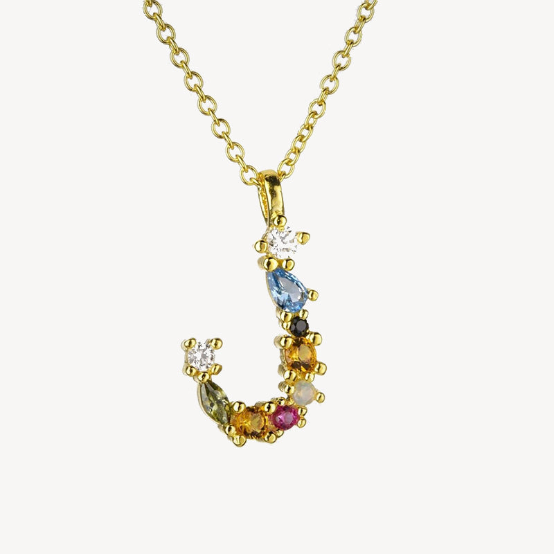 Gothic Gemstone Initial Necklace