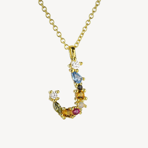 Gothic Gemstone Initial Necklace