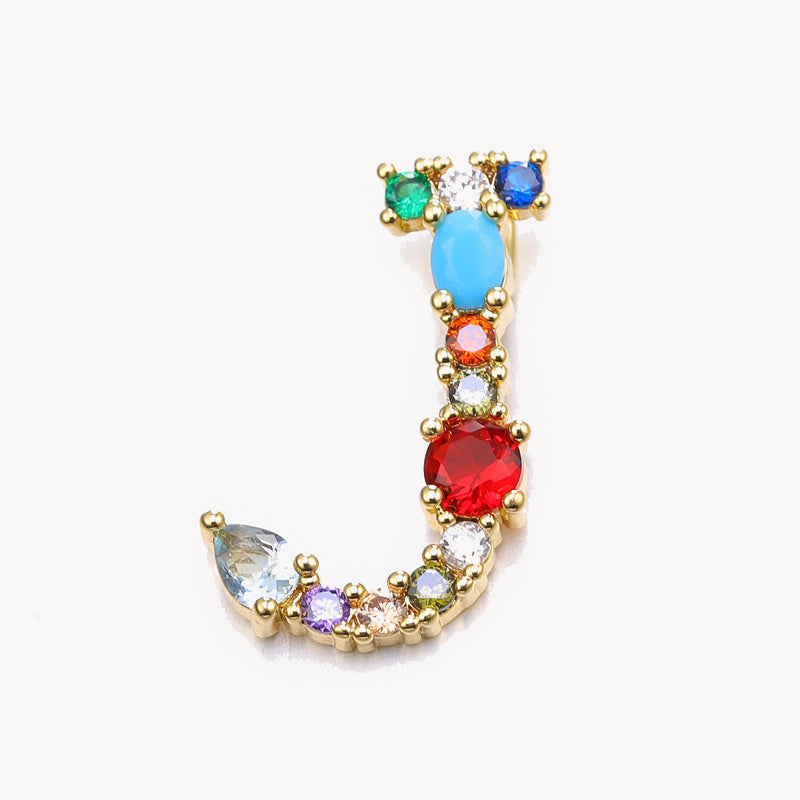 Rainbow Gem Initial Necklace