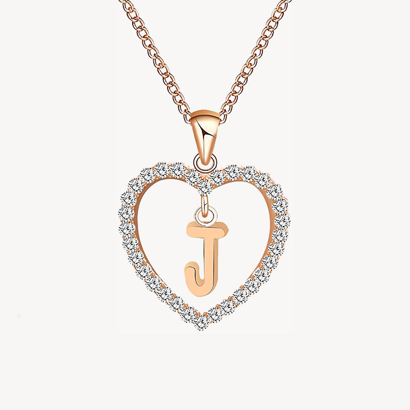 Diamond Heart Nameplate Necklace 14K