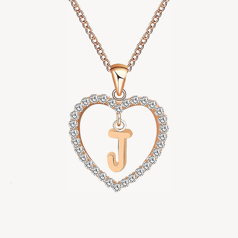 Diamond Heart Nameplate Necklace 14K