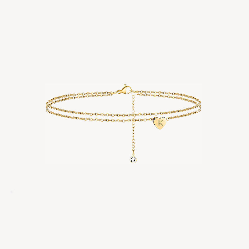 Tiny Heart Uppercase Initial Anklet