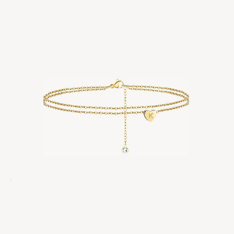 Tiny Heart Uppercase Initial Anklet