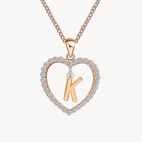 Diamond Heart Nameplate Necklace 14K