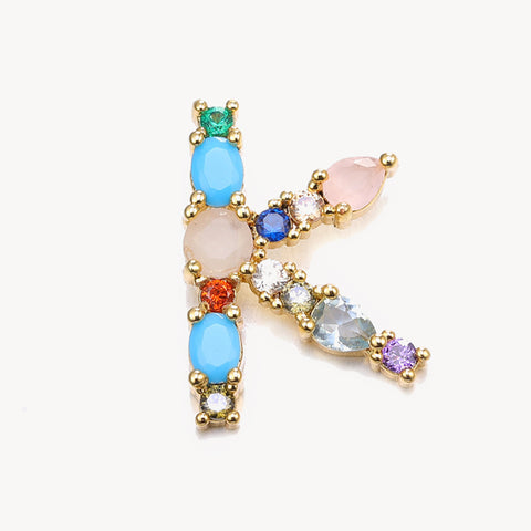 Rainbow Gem Initial Necklace
