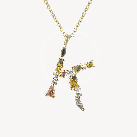 Gothic Gemstone Initial Necklace
