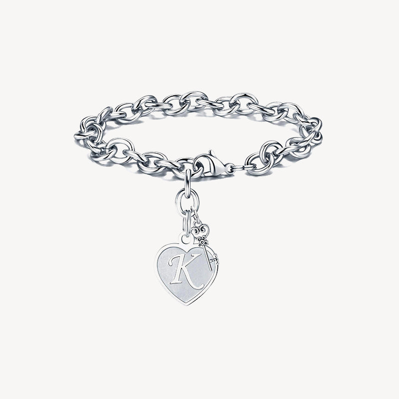 Sterling Silver Capital Initial Bracelet