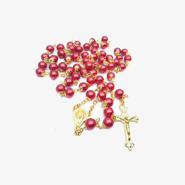 Cross Ornament with Pearl Chain