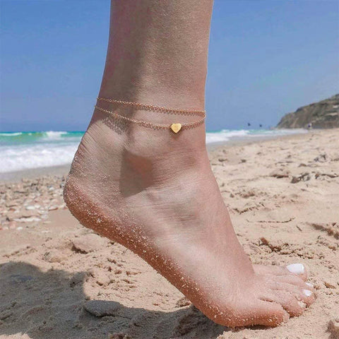 Tiny Heart Uppercase Initial Anklet