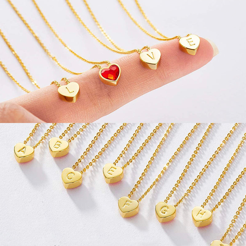 Initial Ruby Heart Necklace