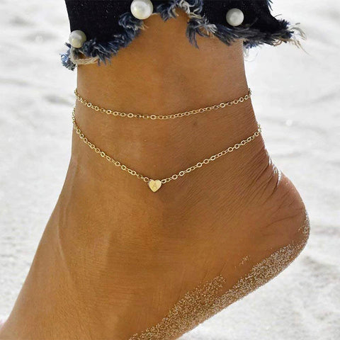 Tiny Heart Uppercase Initial Anklet