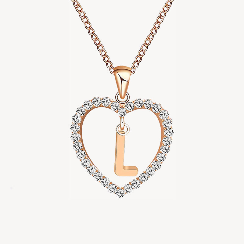 Diamond Heart Nameplate Necklace 14K
