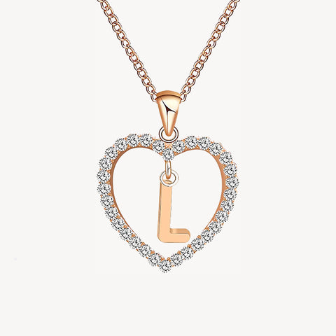 Diamond Heart Nameplate Necklace 14K