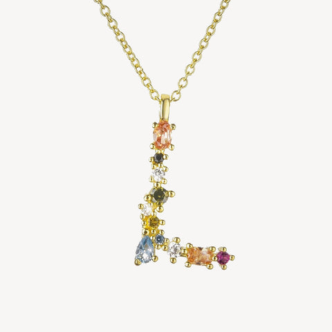 Gothic Gemstone Initial Necklace