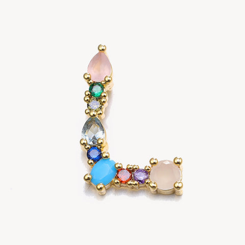 Rainbow Gem Initial Necklace