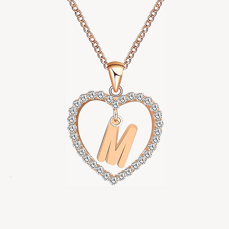 Diamond Heart Nameplate Necklace 14K