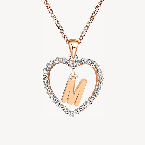 Diamond Heart Nameplate Necklace 14K