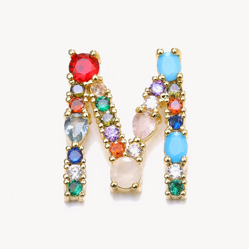 Rainbow Gem Initial Necklace