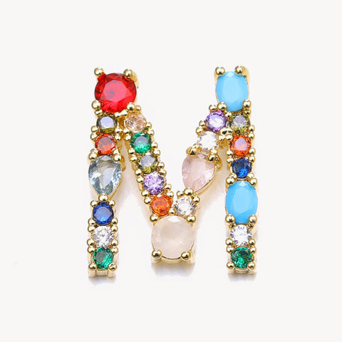 Rainbow Gem Initial Necklace