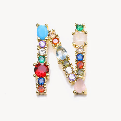 Rainbow Gem Initial Necklace