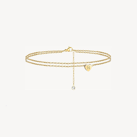 Tiny Heart Uppercase Initial Anklet