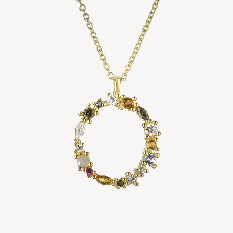 Gothic Gemstone Initial Necklace