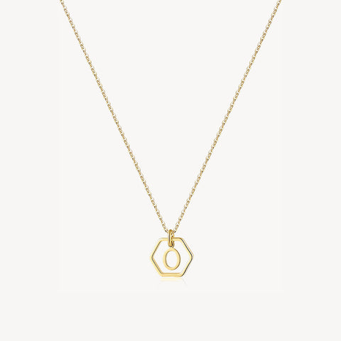 14K Initial Hexagon Necklace