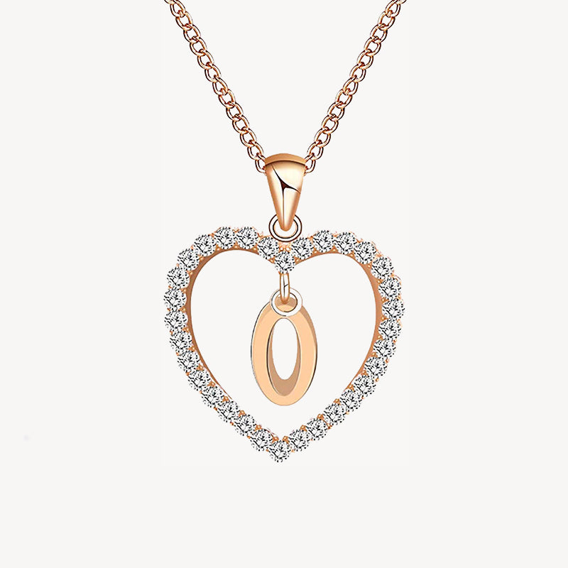 Diamond Heart Nameplate Necklace 14K