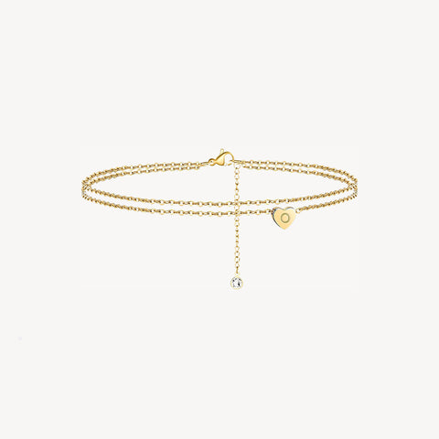 Tiny Heart Uppercase Initial Anklet