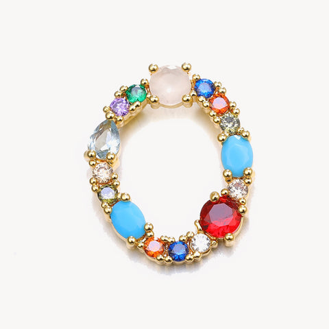Rainbow Gem Initial Necklace