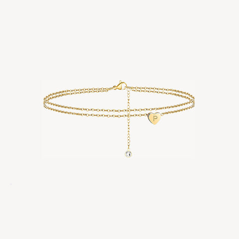 Tiny Heart Uppercase Initial Anklet