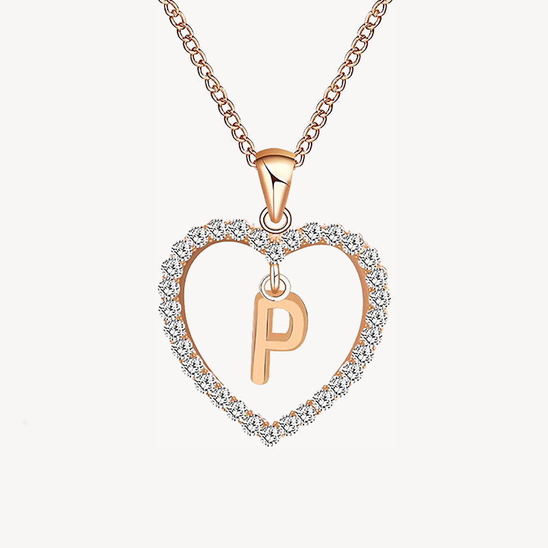 Diamond Heart Nameplate Necklace 14K
