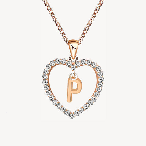 Diamond Heart Nameplate Necklace 14K