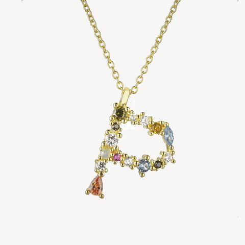 Gothic Gemstone Initial Necklace