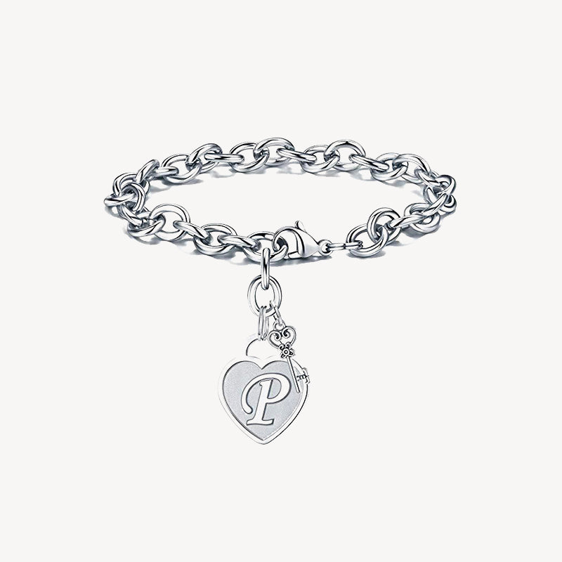 Sterling Silver Capital Initial Bracelet