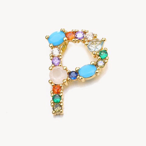 Rainbow Gem Initial Necklace