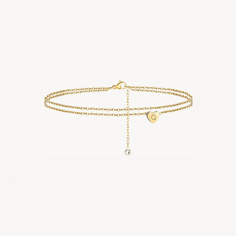 Tiny Heart Uppercase Initial Anklet
