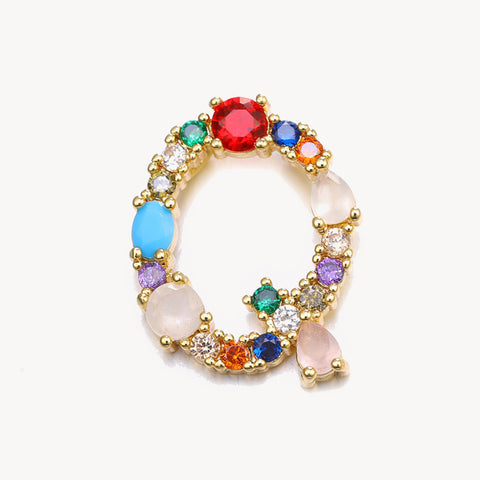 Rainbow Gem Initial Necklace