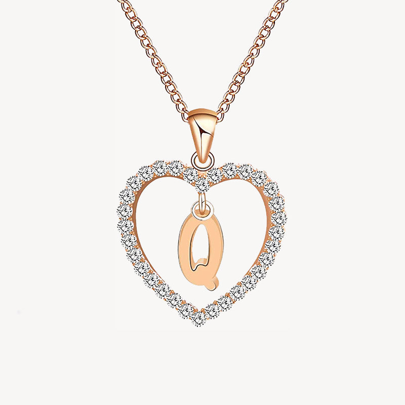 Diamond Heart Nameplate Necklace 14K