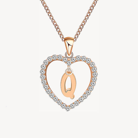 Diamond Heart Nameplate Necklace 14K