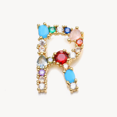 Rainbow Gem Initial Necklace