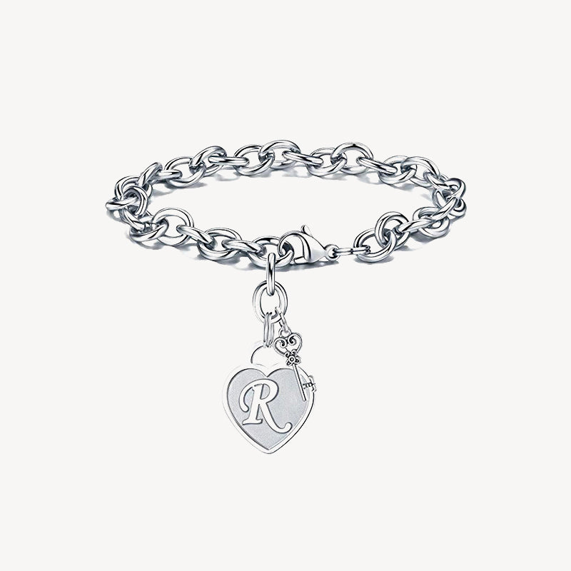 Sterling Silver Capital Initial Bracelet