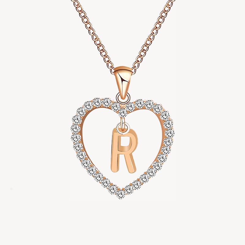 Diamond Heart Nameplate Necklace 14K