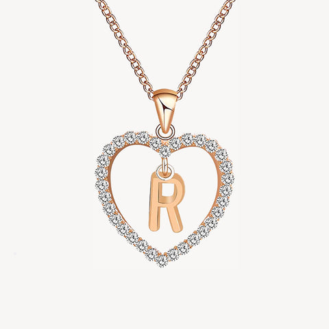 Diamond Heart Nameplate Necklace 14K