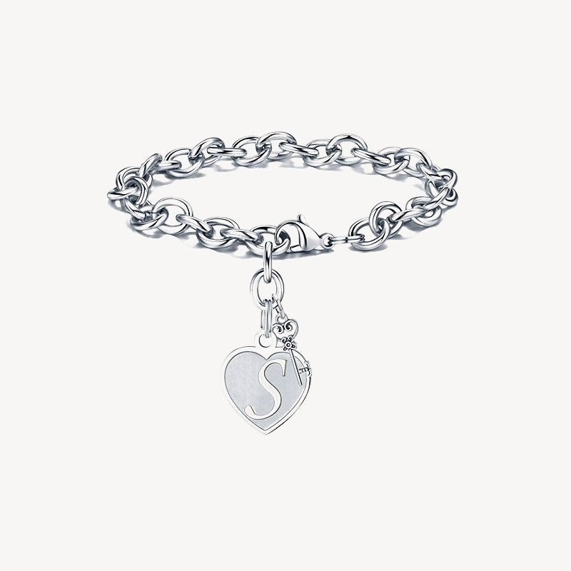 Sterling Silver Capital Initial Bracelet