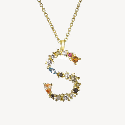 Gothic Gemstone Initial Necklace