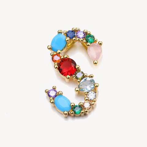 Rainbow Gem Initial Necklace