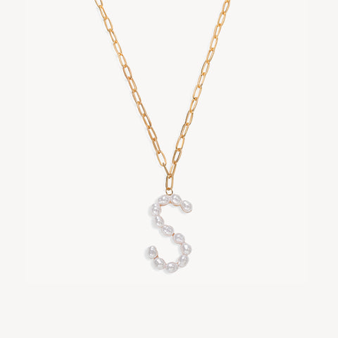 Baroque Pearl Initial Necklace