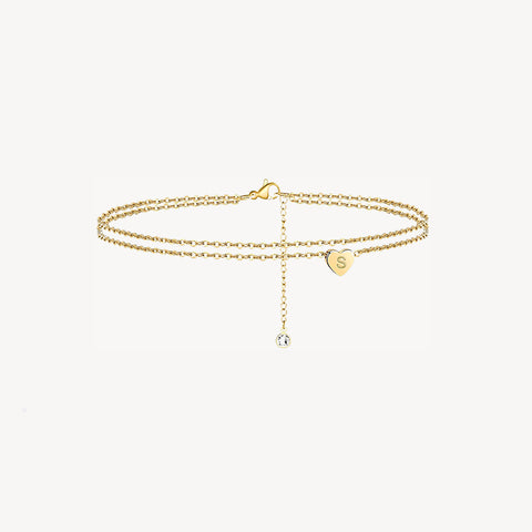 Tiny Heart Uppercase Initial Anklet
