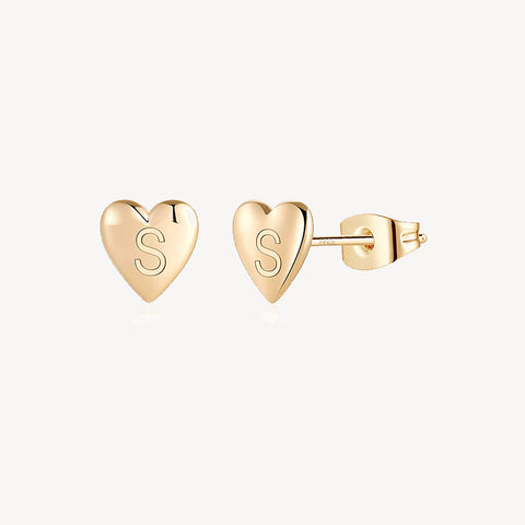 Engraved Heart Stud Earring